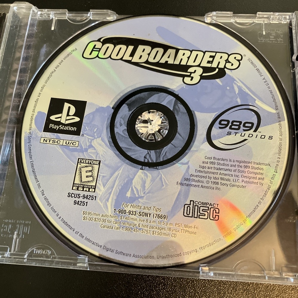 Coolboarders 3 PS1 Sony PlayStation 1 - Disc Book Cracked Case #1872